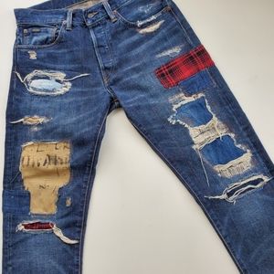 Polo Ralph Lauren Sullivan slim tall patchwork plain distressed jeans